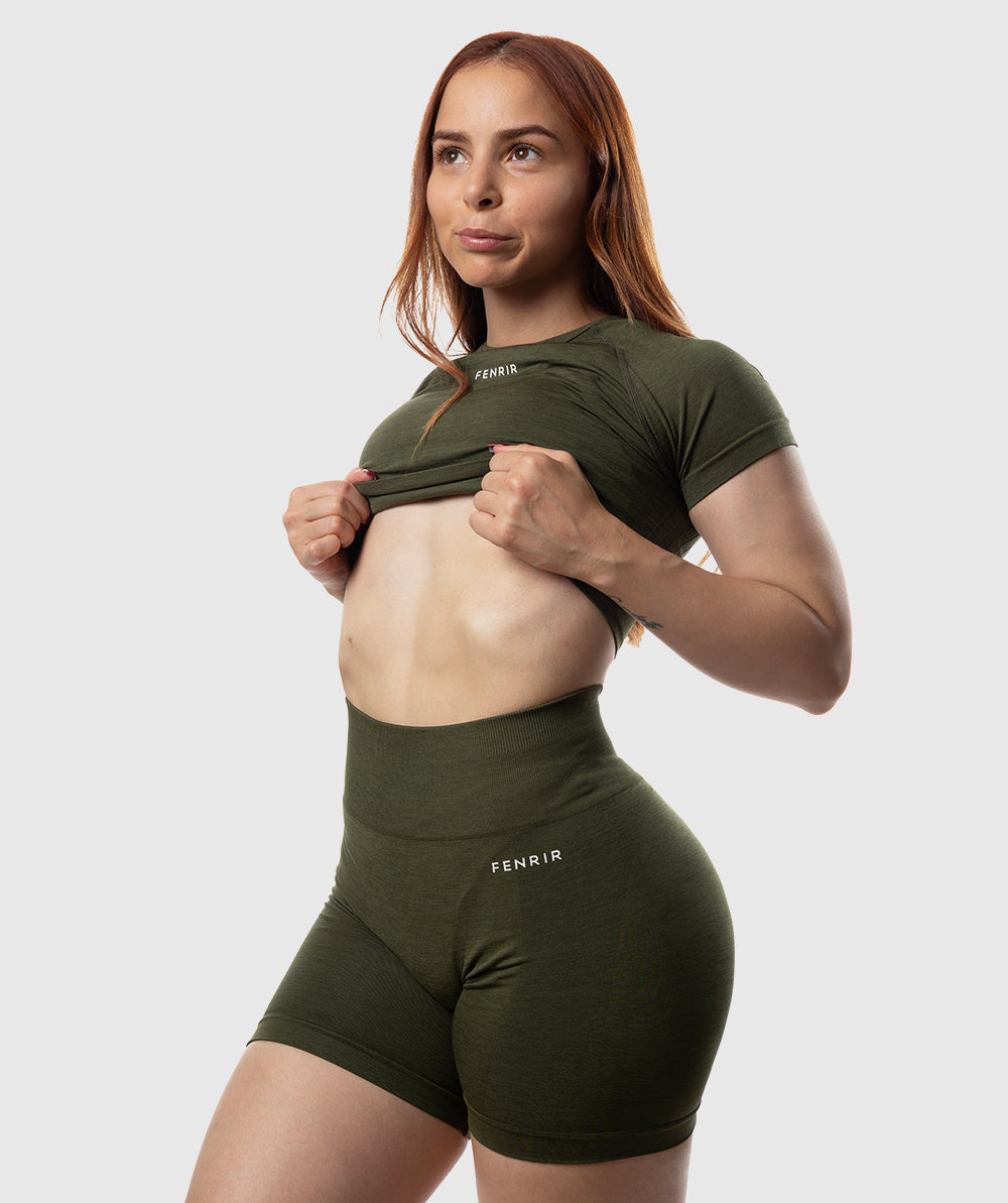 Empower Crop Top SS Verde Army