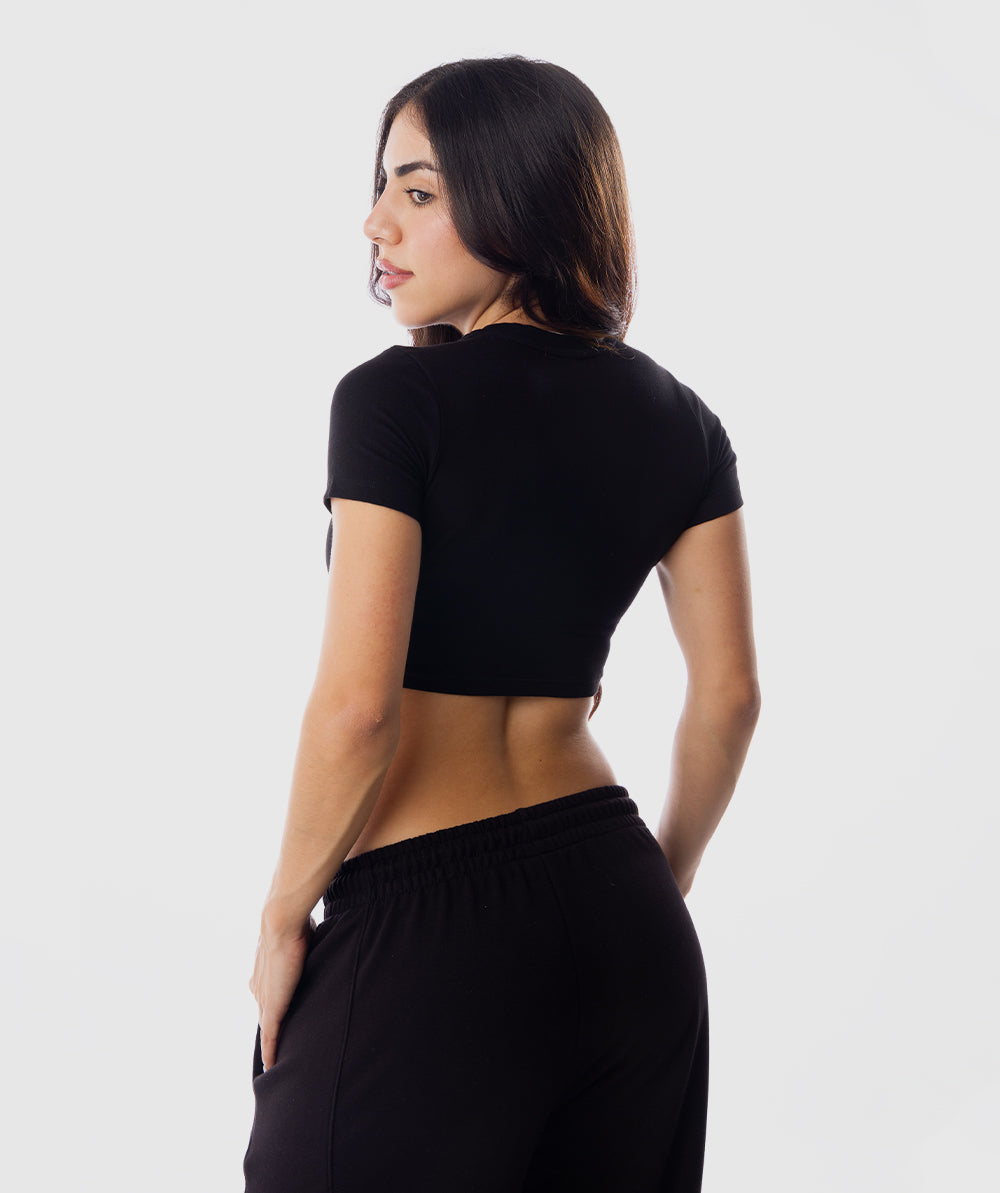 365 Baby Crop Tee Negro - vista posterior crop top mujer Fenrir
