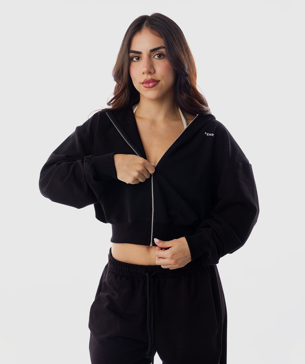 365 Slay Zip Hoodie Negro - vista frontal casaca mujer Fenrir