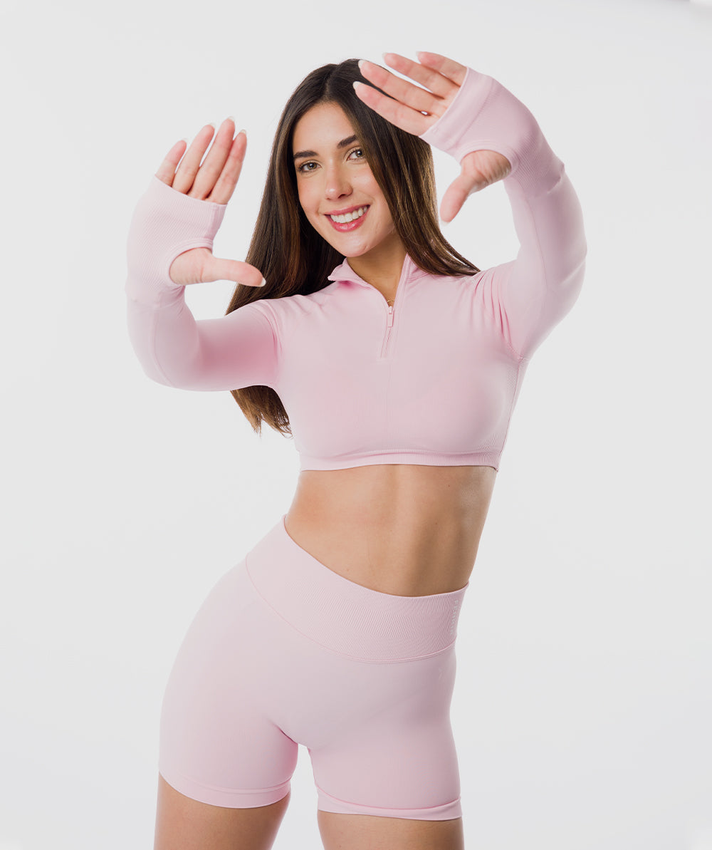 Casaca Zippy Crop Amplify Rosa Blossom 3