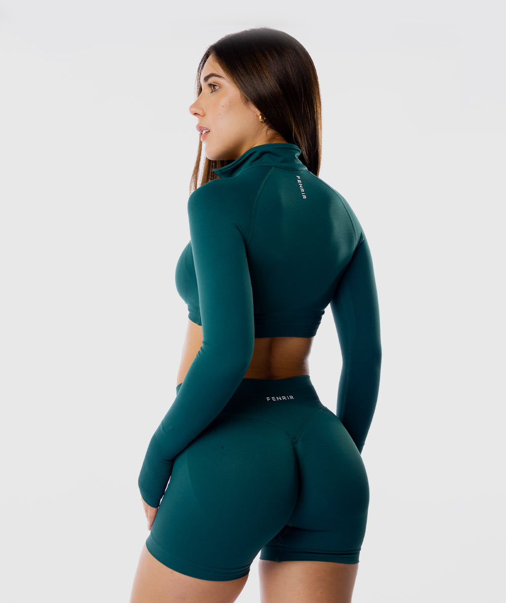 Casaca Zippy Crop Amplify Verde Esmeralda 4