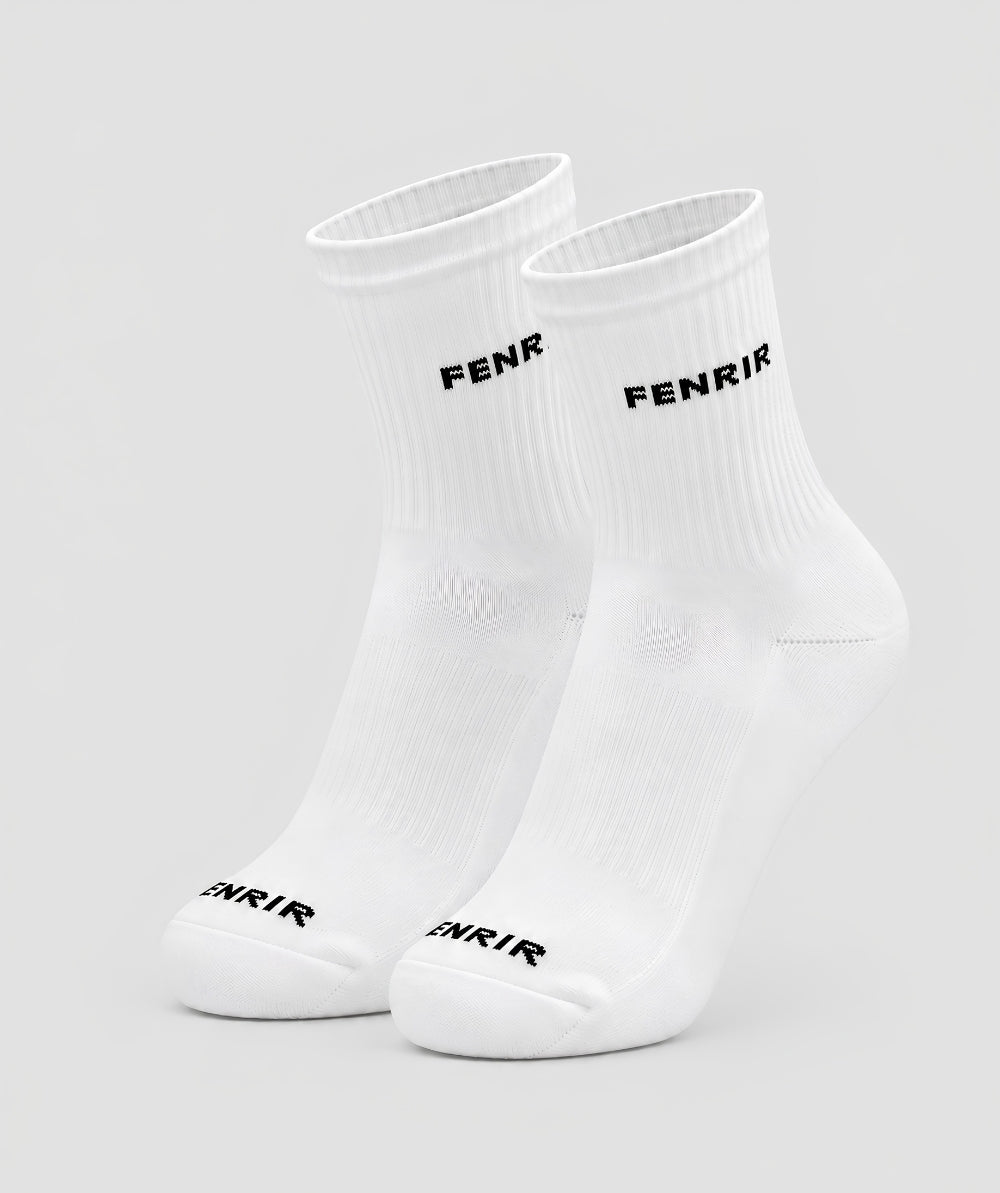 Medias deportivas Fenrir blancas - medias semi altas para gym mujer
