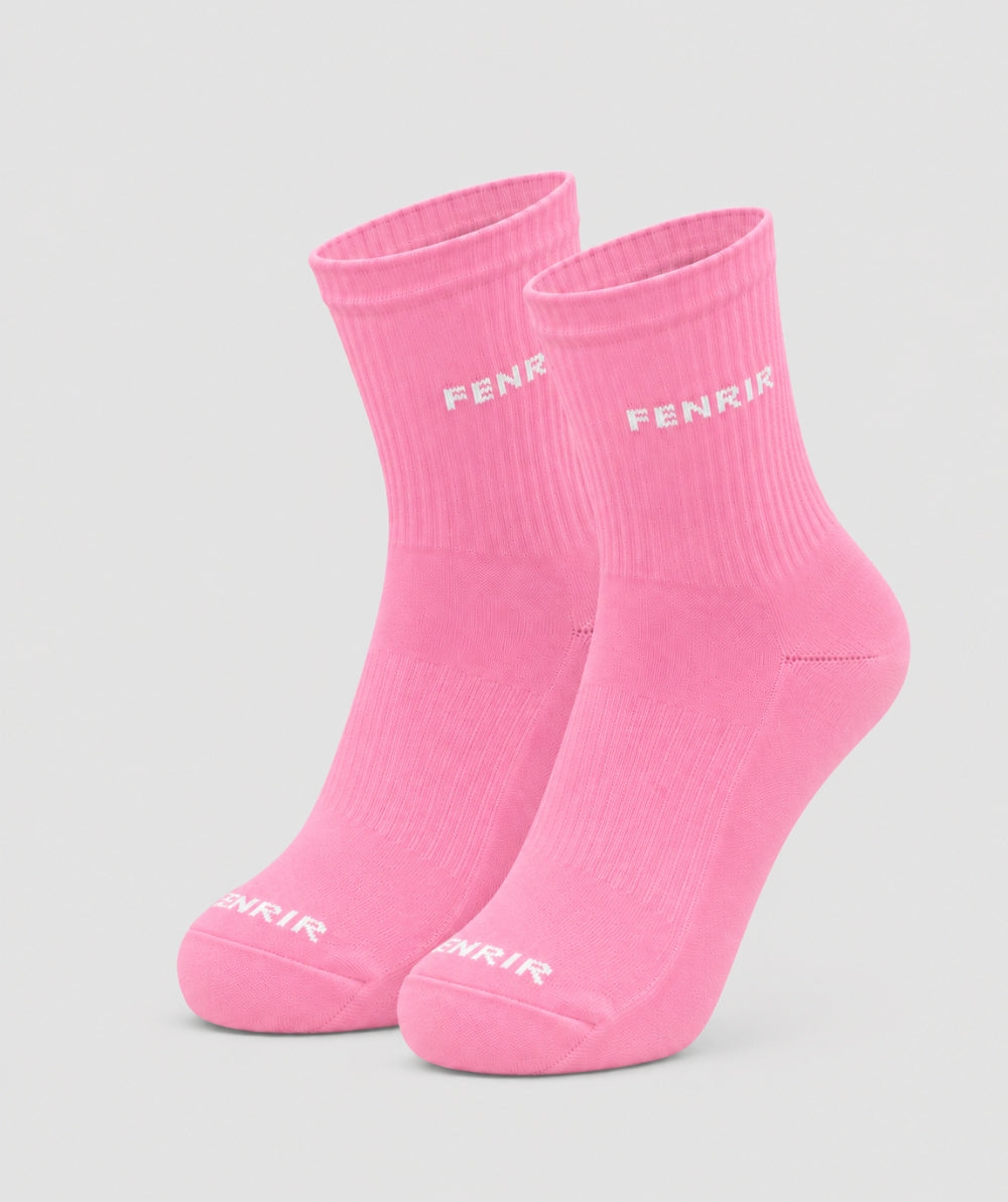 Medias deportivas Fenrir rosadas - medias semi altas para gym mujer
