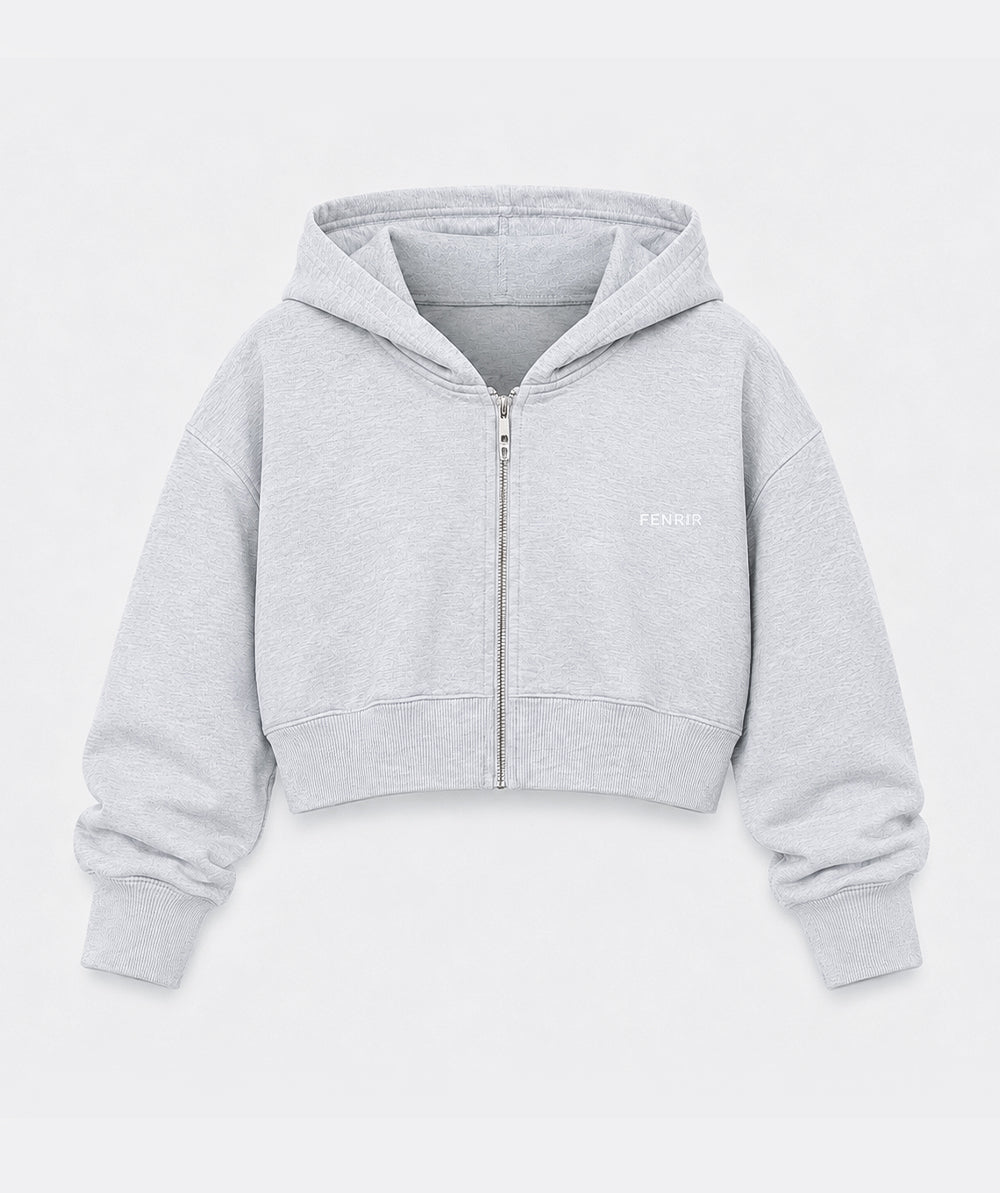 365 Slay Zip Hoodie Gris Snow - detalle de cierre de acero Fenrir