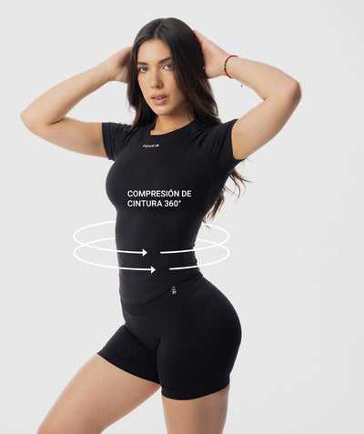 Compress Top Manga Corta Negro - top deportivo mujer Fenrir (vista 2)