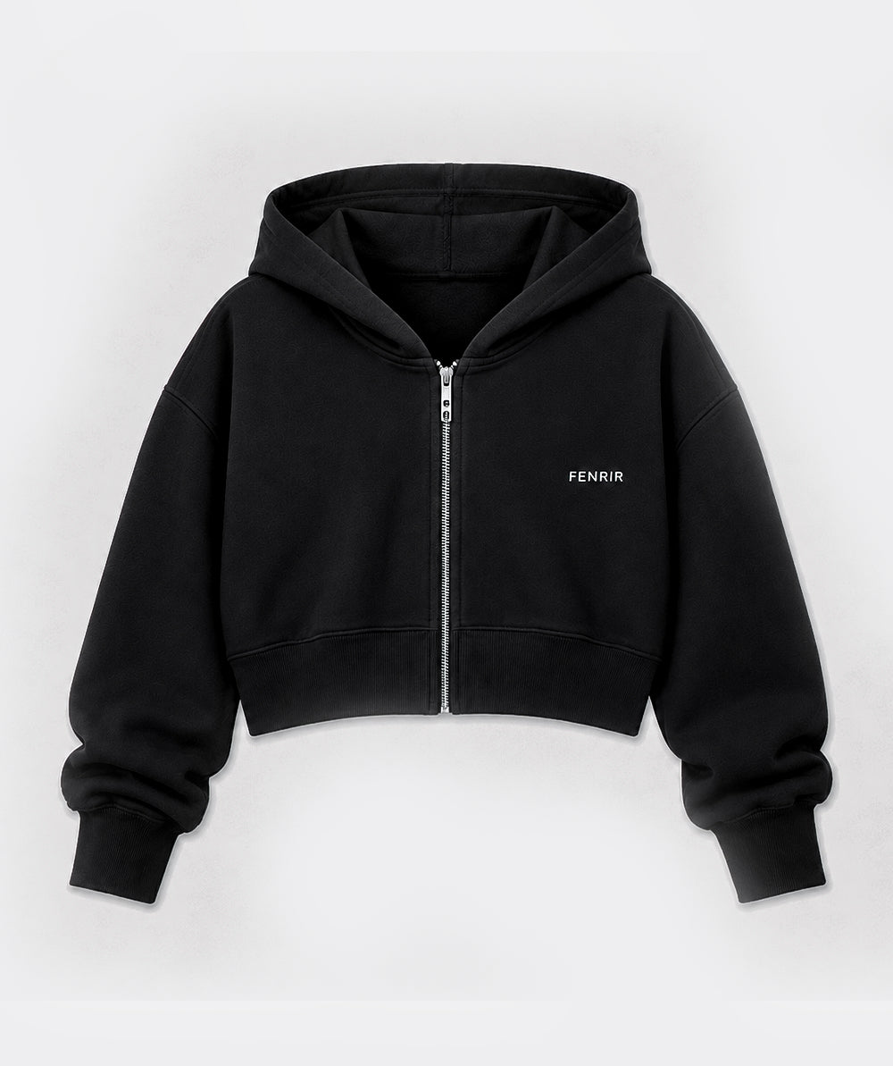 365 Slay Zip Hoodie Negro - detalle de cierre de acero Fenrir