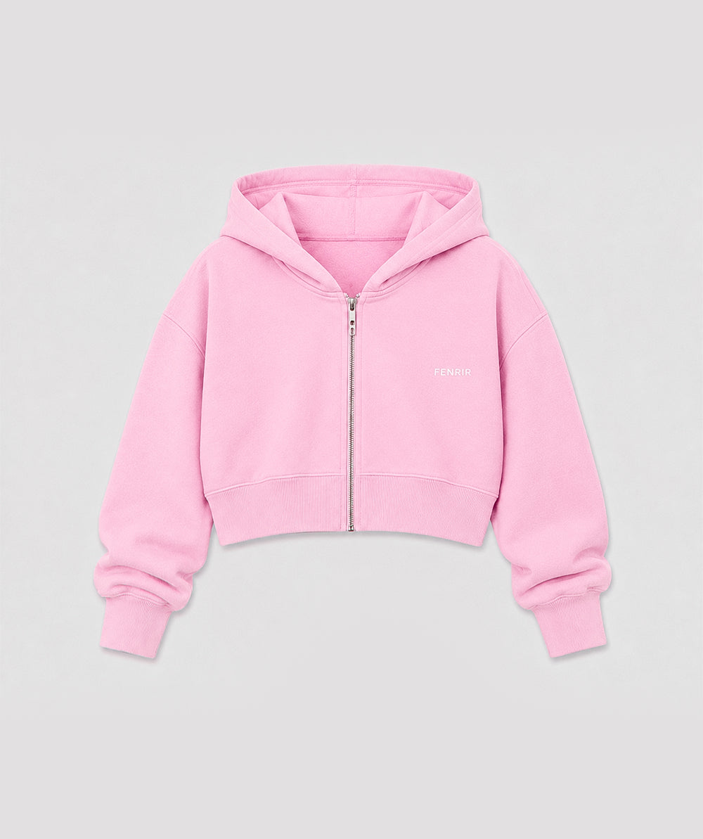 365 Comfy Slay Zip Hoodie Rosa Blush - detalle de cierre de acero Fenrir