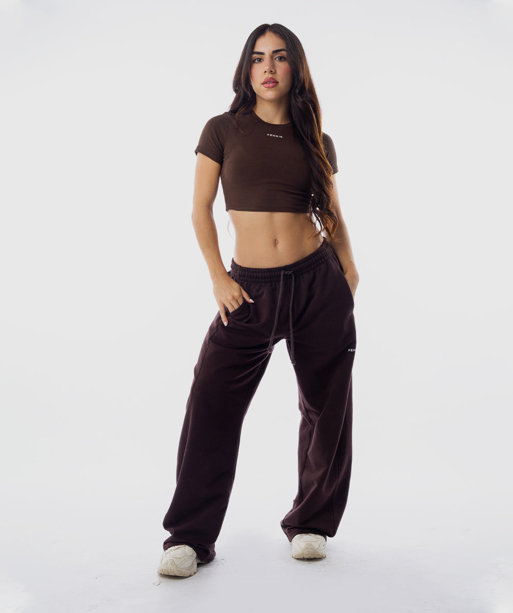 365 Baby Crop Tee Marrón Espresso - outfit deportivo mujer Fenrir