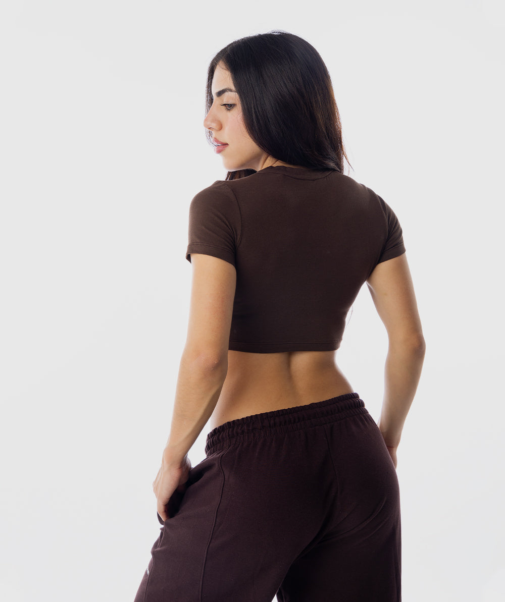 365 Baby Crop Tee Marrón Espresso - vista posterior crop top mujer Fenrir