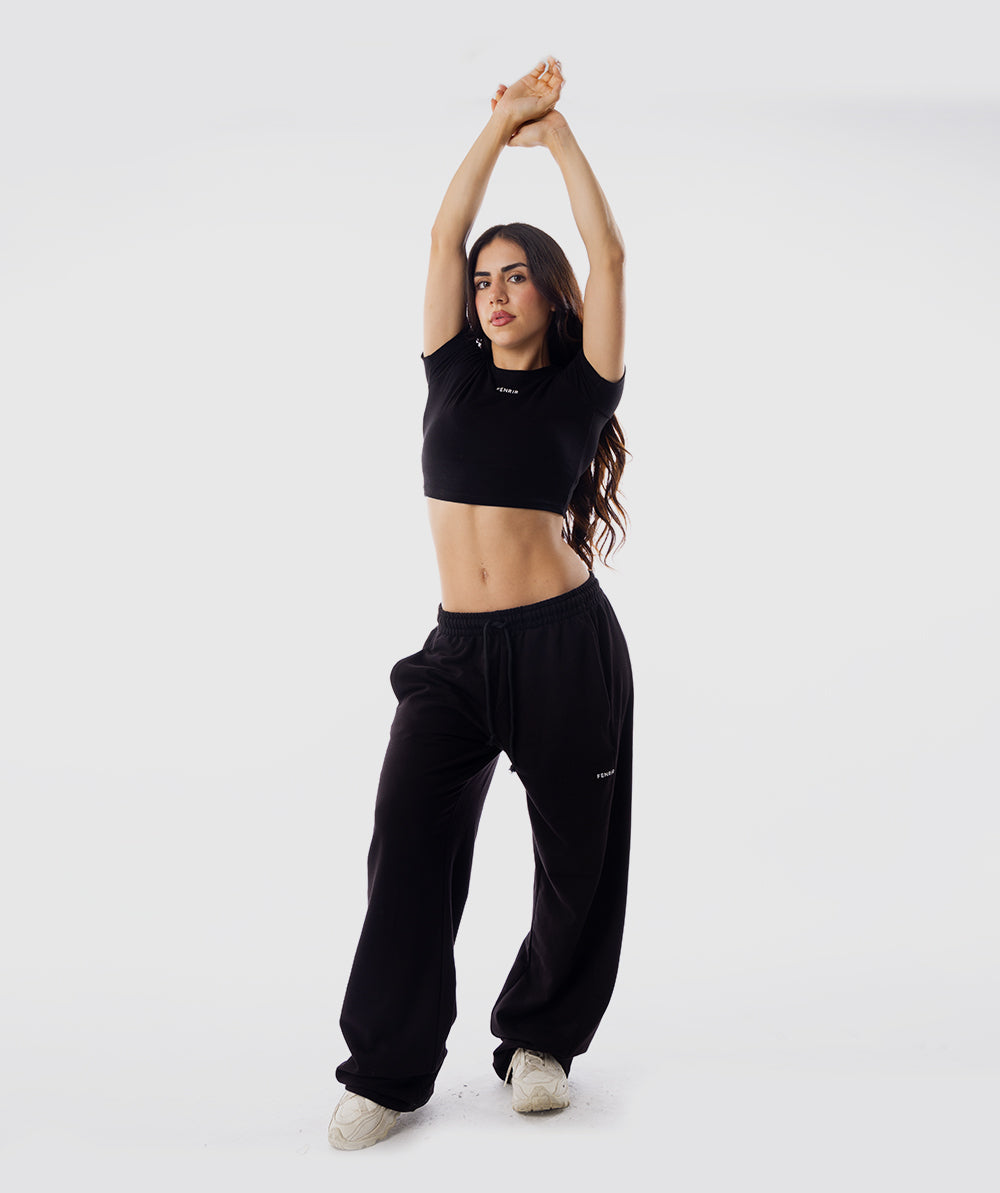 365 Baby Crop Tee Negro - outfit deportivo mujer Fenrir