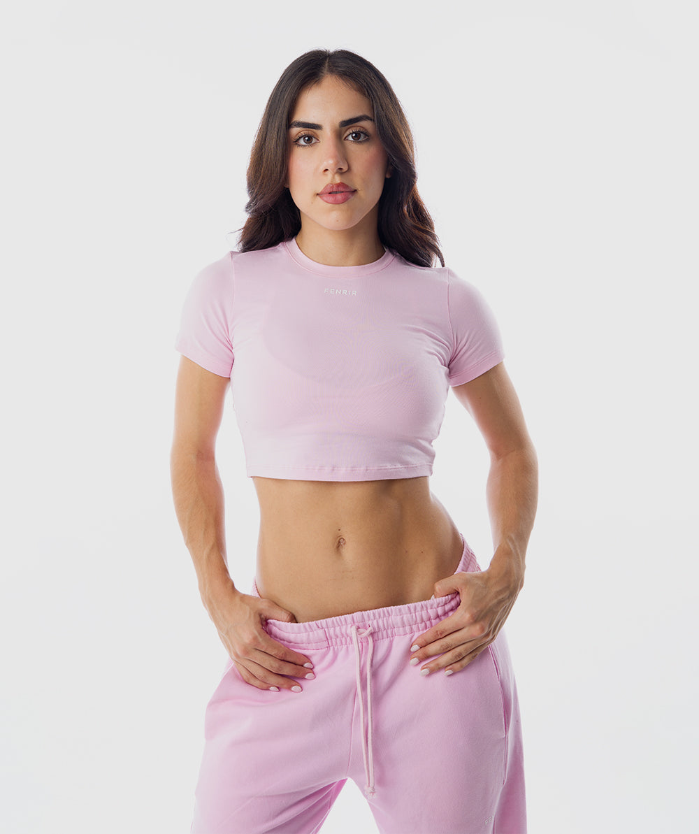 365 Baby Crop Tee Rosa Blush - crop top deportivo mujer Fenrir