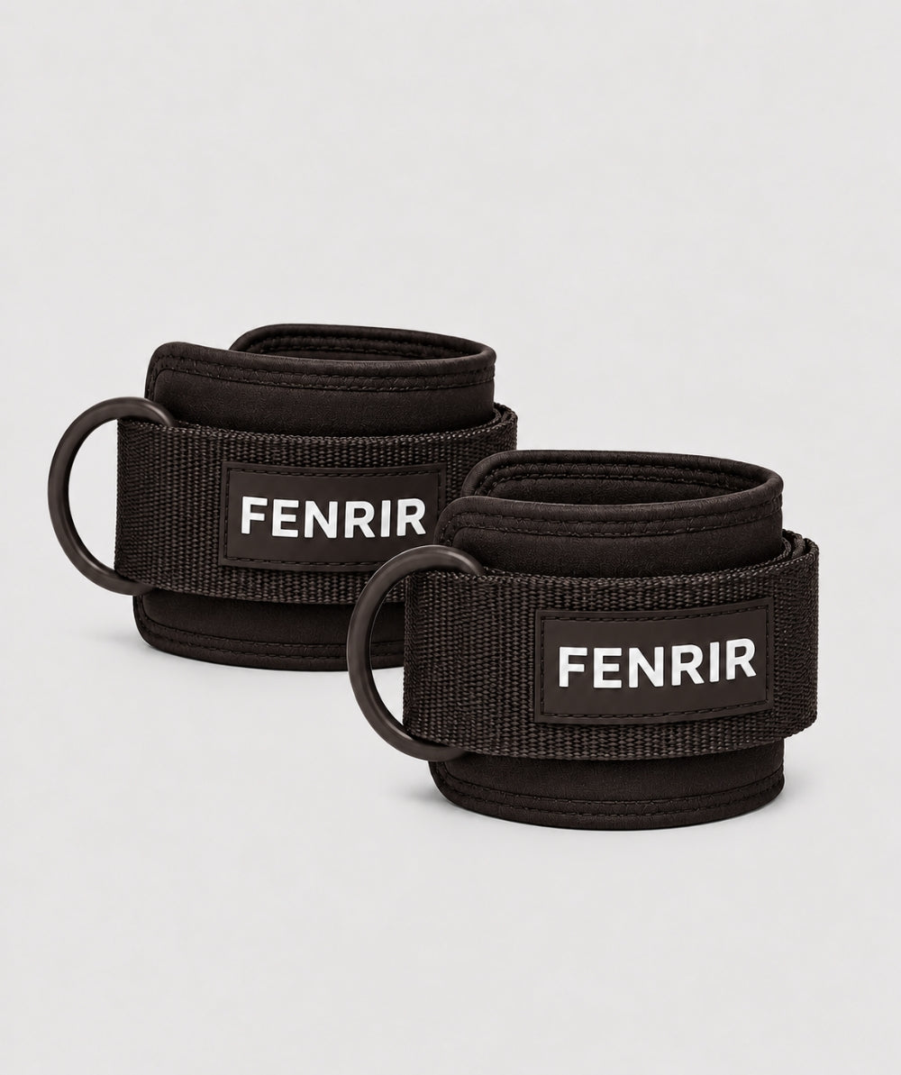 Tobilleras para polea Fenrir marrones - par de ankle straps para gym