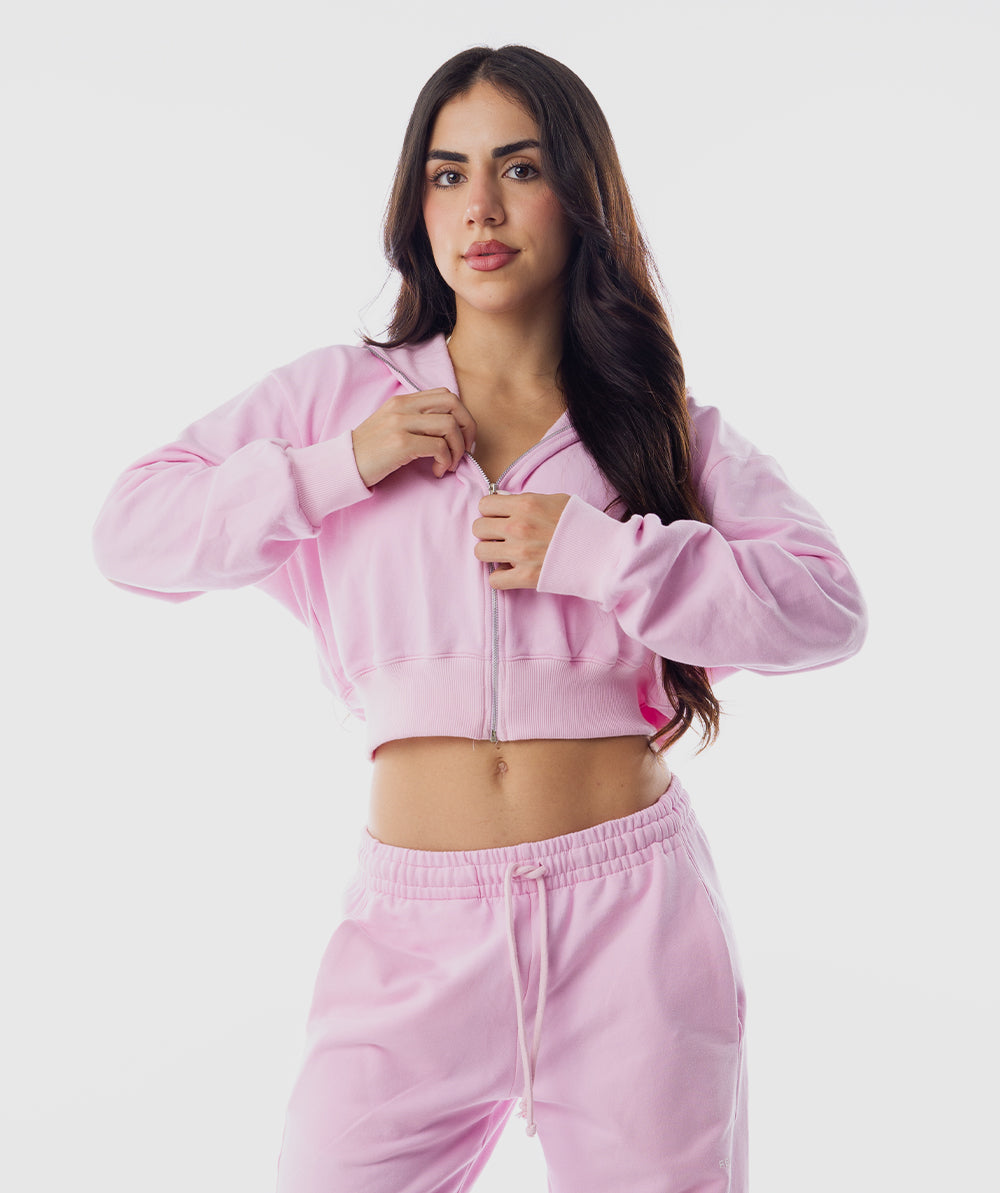 365 Comfy Slay Zip Hoodie Rosa Blush - vista frontal casaca mujer Fenrir