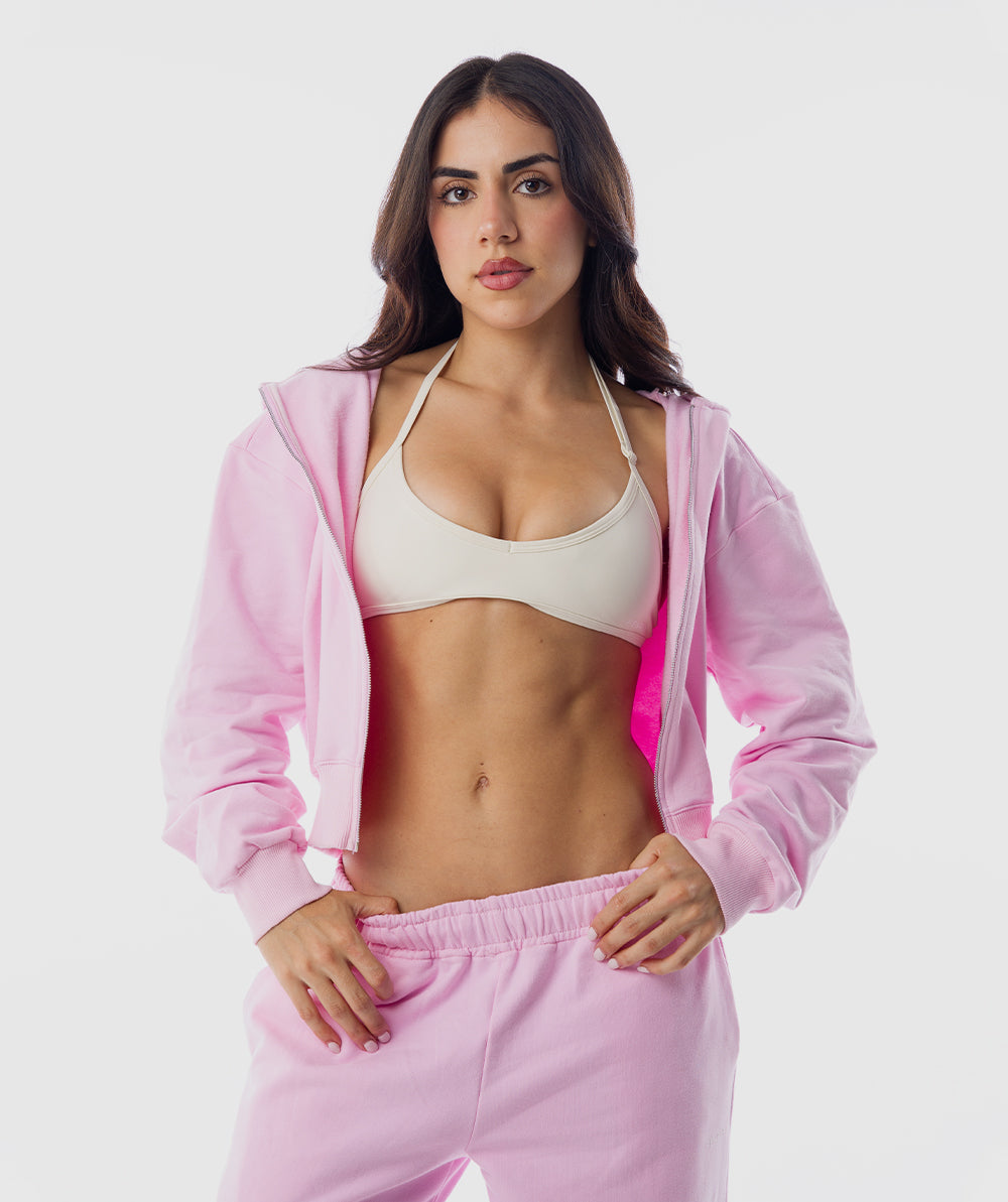 365 Comfy Slay Zip Hoodie Rosa Blush - casaca deportiva mujer Fenrir
