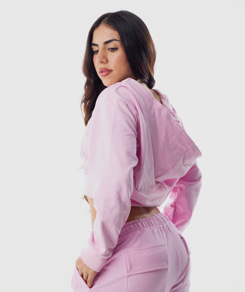 365 Comfy Slay Zip Hoodie Rosa Blush - vista posterior casaca mujer Fenrir