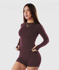 Compress Top Manga Larga Marron Brownie 1