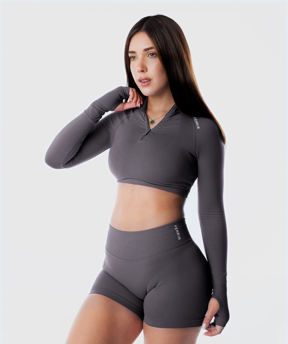 Casaca Zippy Crop Amplify Gris Moonlight 2