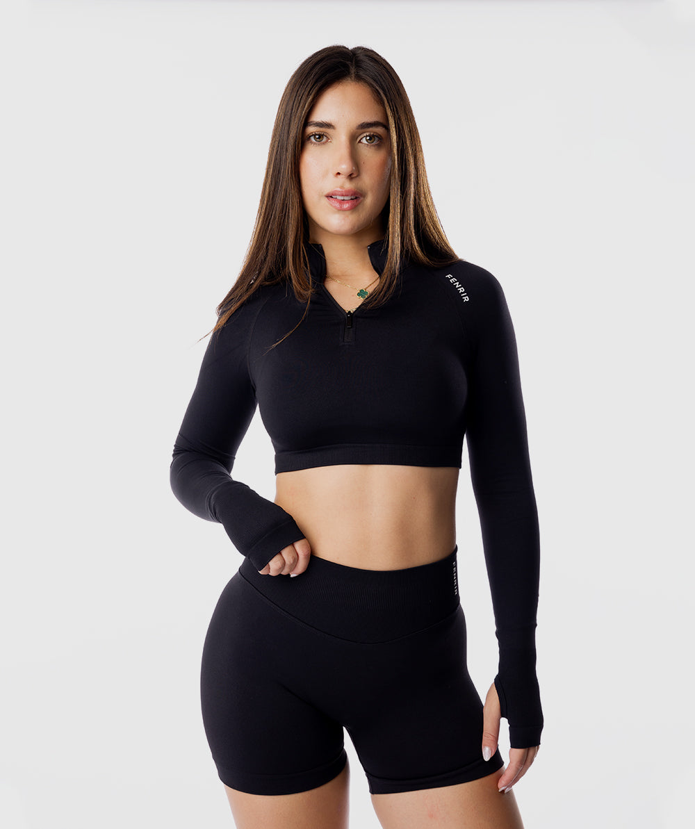 Casaca Zippy Crop Amplify Negro 5