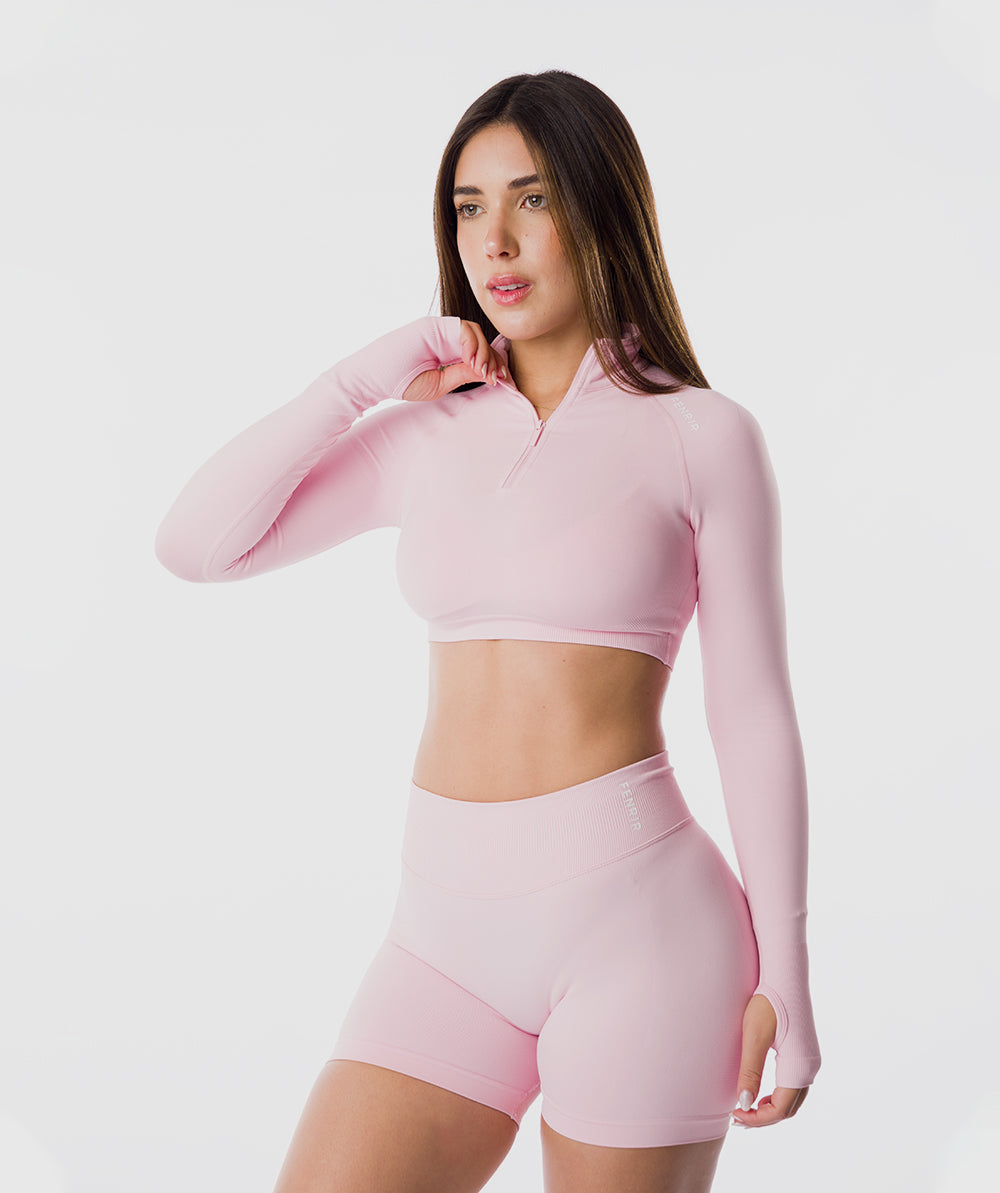 Casaca Zippy Crop Amplify Rosa Blossom 2