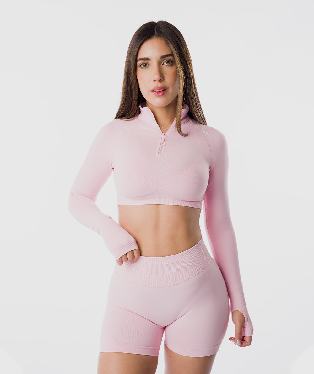 Casaca Zippy Crop Amplify Rosa Blossom 5